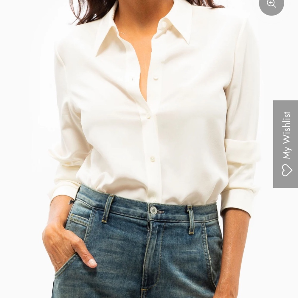 Nili Lotan Cream Button Down Shirt